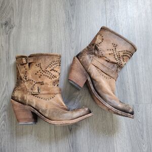 Liberty Studded Boots 10 Western Festival Whimsy Rodeo Boho Grunge Country